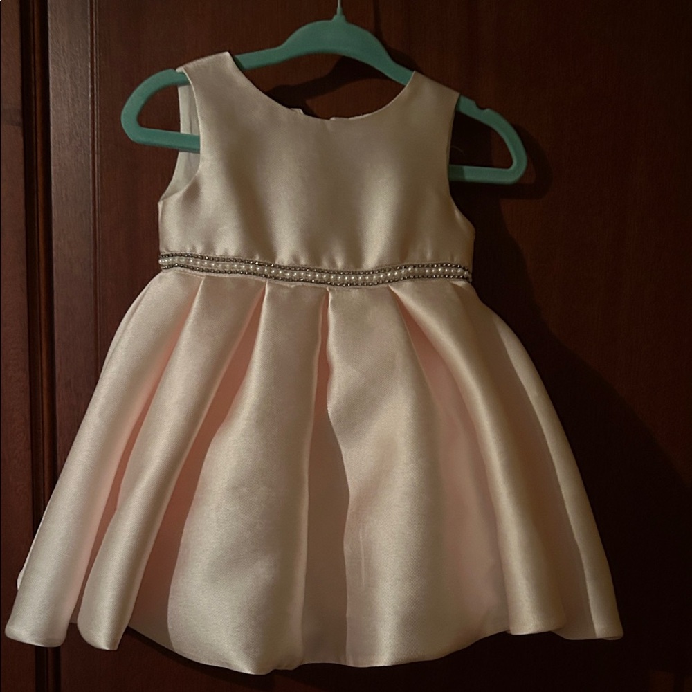 Rose Pearl-Trim Satin Girls' Formal Dress